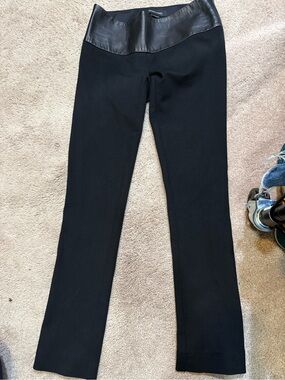 Marciano Black Ponte Boot-Cut Pants with Faux Leather Waistband